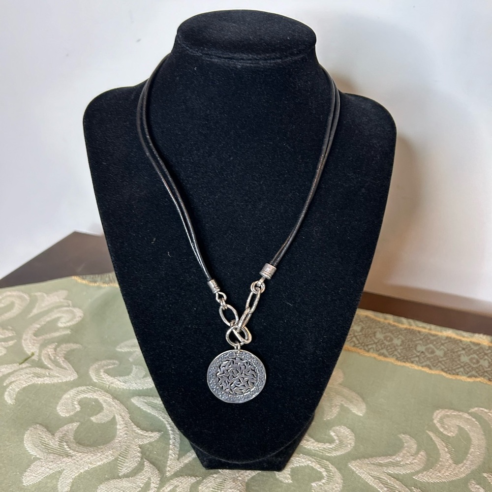 Silpada Sterling Silver and Black Leather Necklace